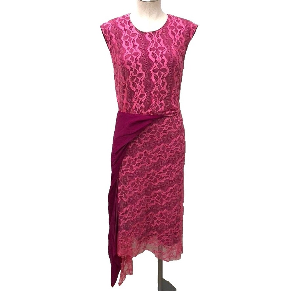 Sies Marjan Anita Asymmetrical Dress Womens 6 Pink Lace Midi Fairy Romantic Boho